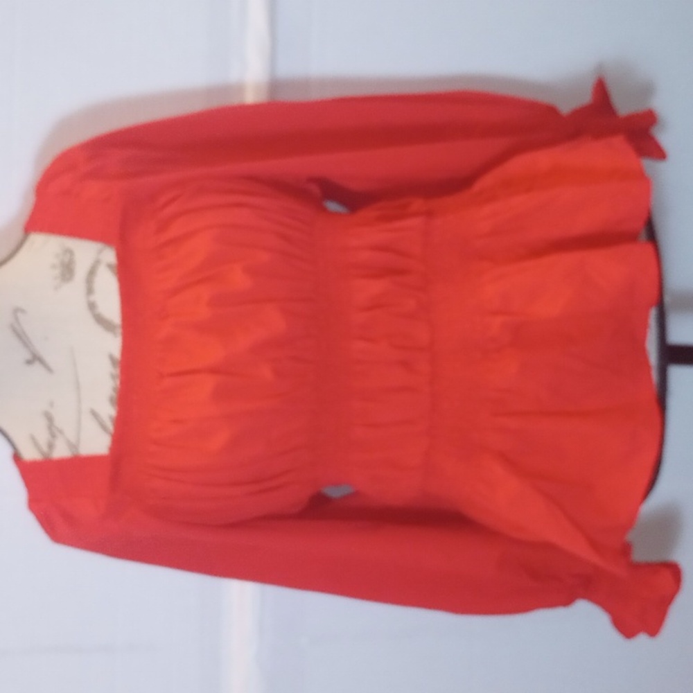 Cherry red gathered peplum blouse